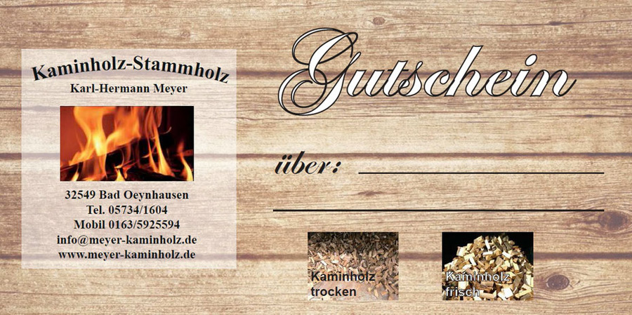 Gutschein Kaminholz-Stammholz Bad Oeynhausen